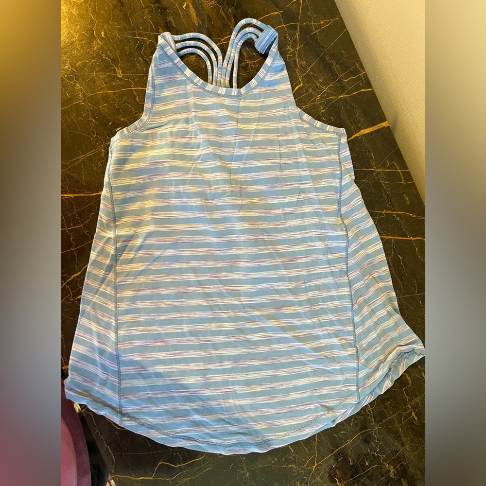 Ivivva tank top. Blue/white/light pink stripes